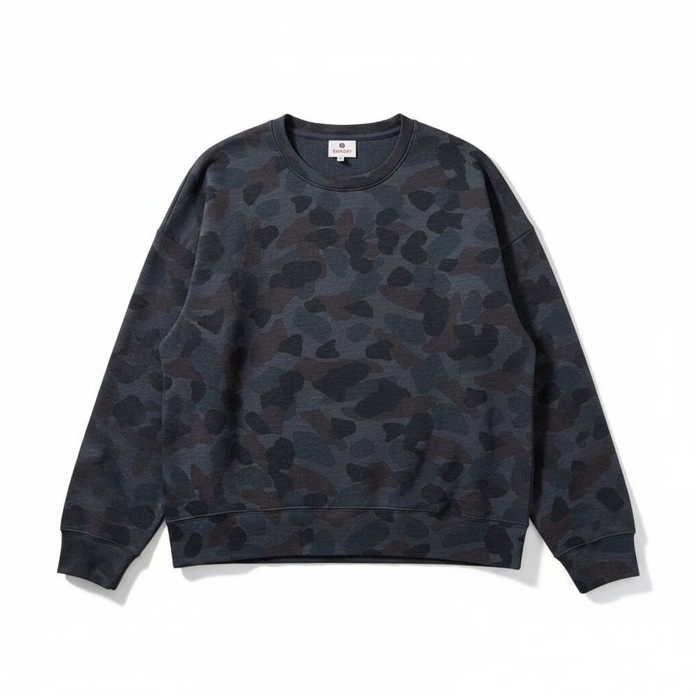 Sundry Camo Lightweight Crewneck Sweatshirt Size Medium Gray/Blue